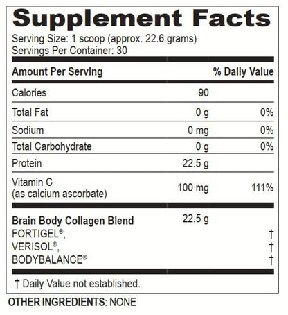 Brain Body Collagen Peptides Powder – Unflavored 678g | 30 Servings, 22g Protein