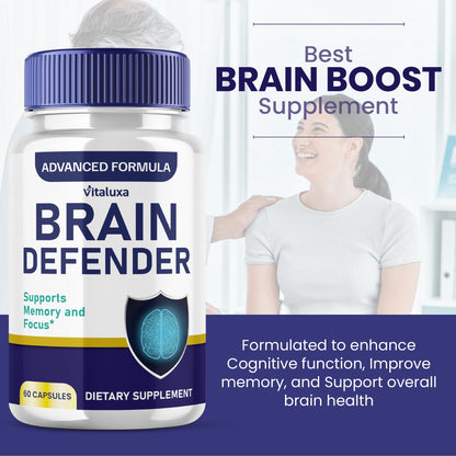 Brain Defender Supplement – Focus & Memory Nootropic Capsules (60 Count)