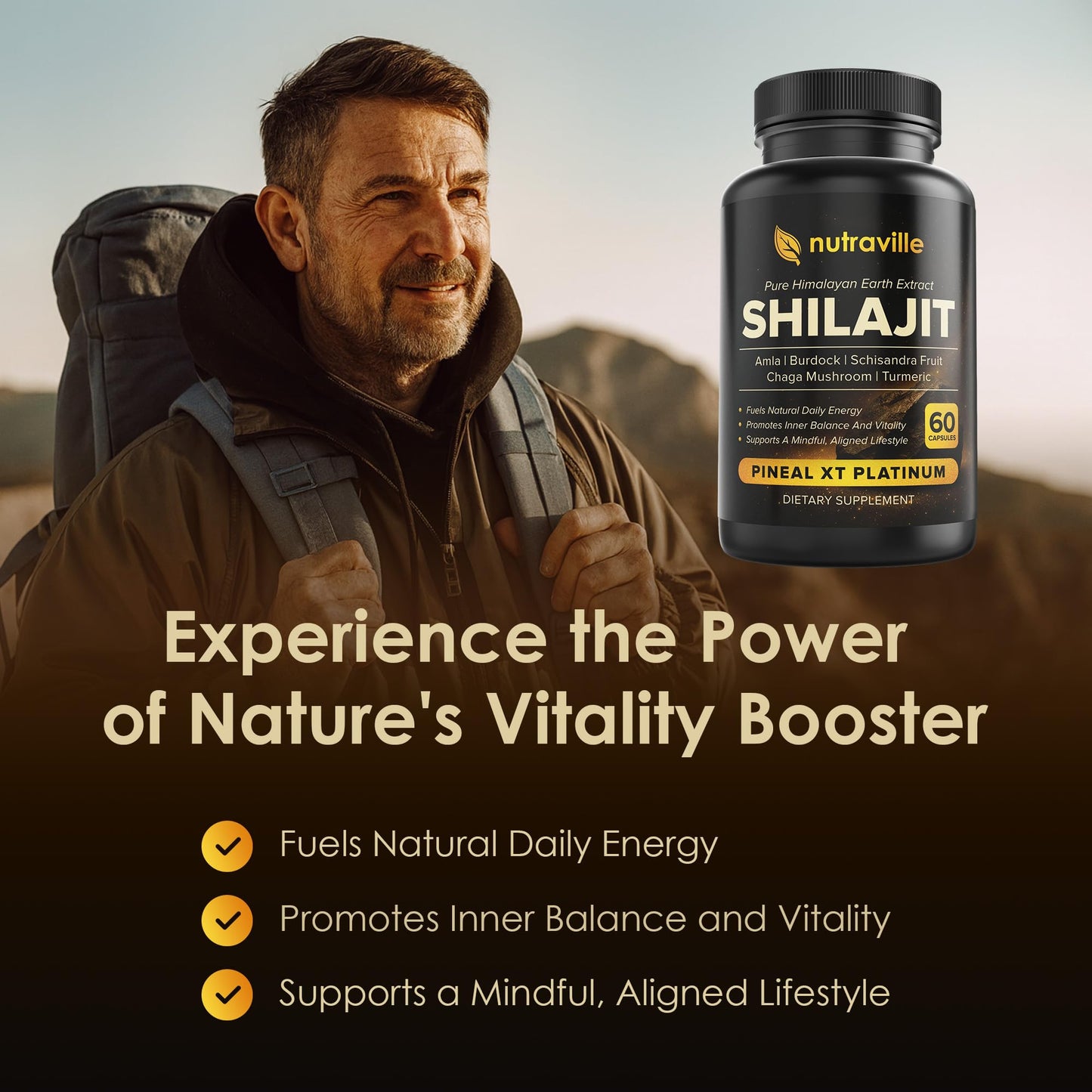 Nutraville Pineal XT Platinum: Himalayan Shilajit for Energy & Brain