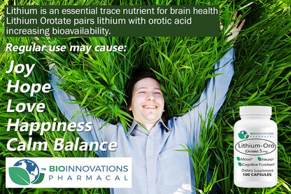 EcoIntegratives Pharmacal Lithium Orotate 5 mg - Mood, Memory & Cognitive Support | 100 Caps