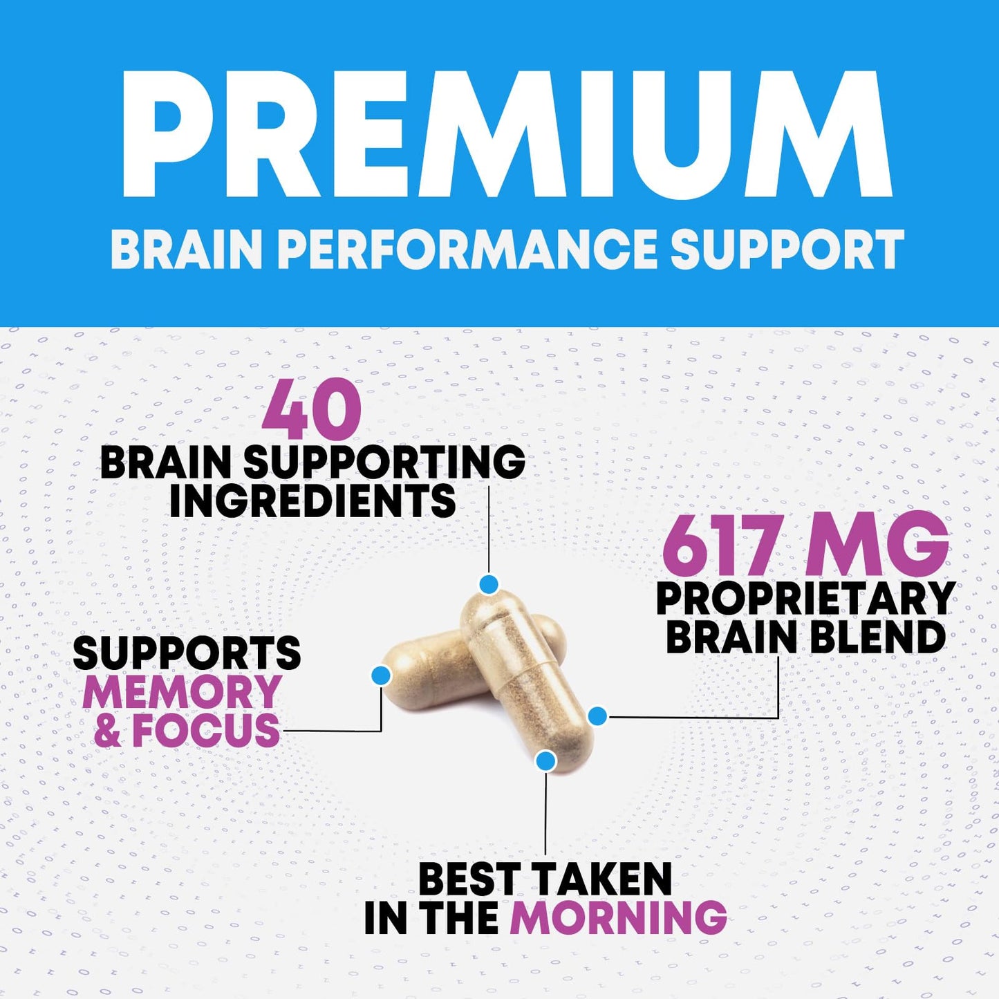 Brain Memory Supplement Pills - 3X Strength Nootropics for Concentration, Clarity & Focus