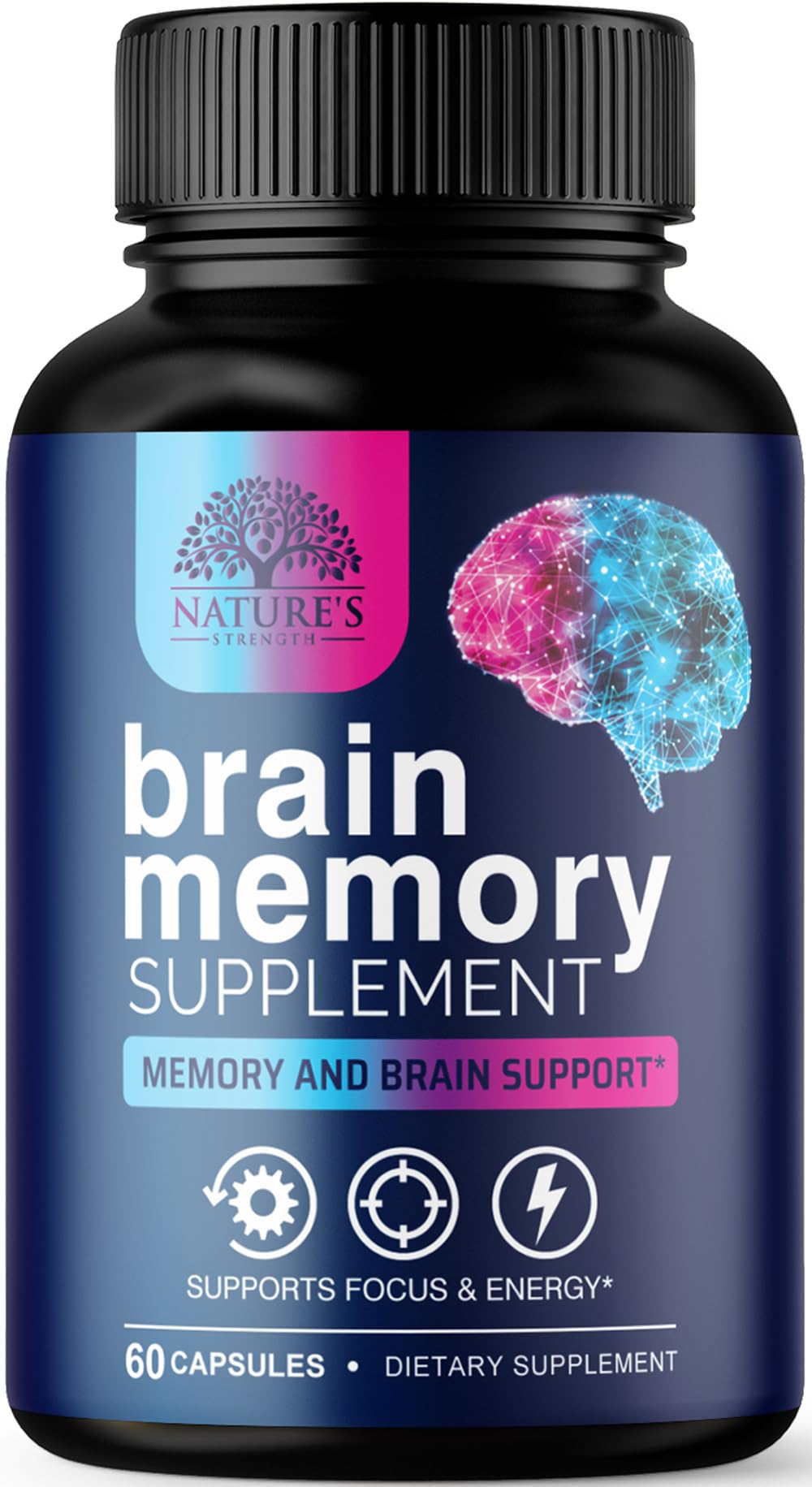 Brain Memory Supplement Pills - 3X Strength Nootropics for Focus, Clarity & Memory