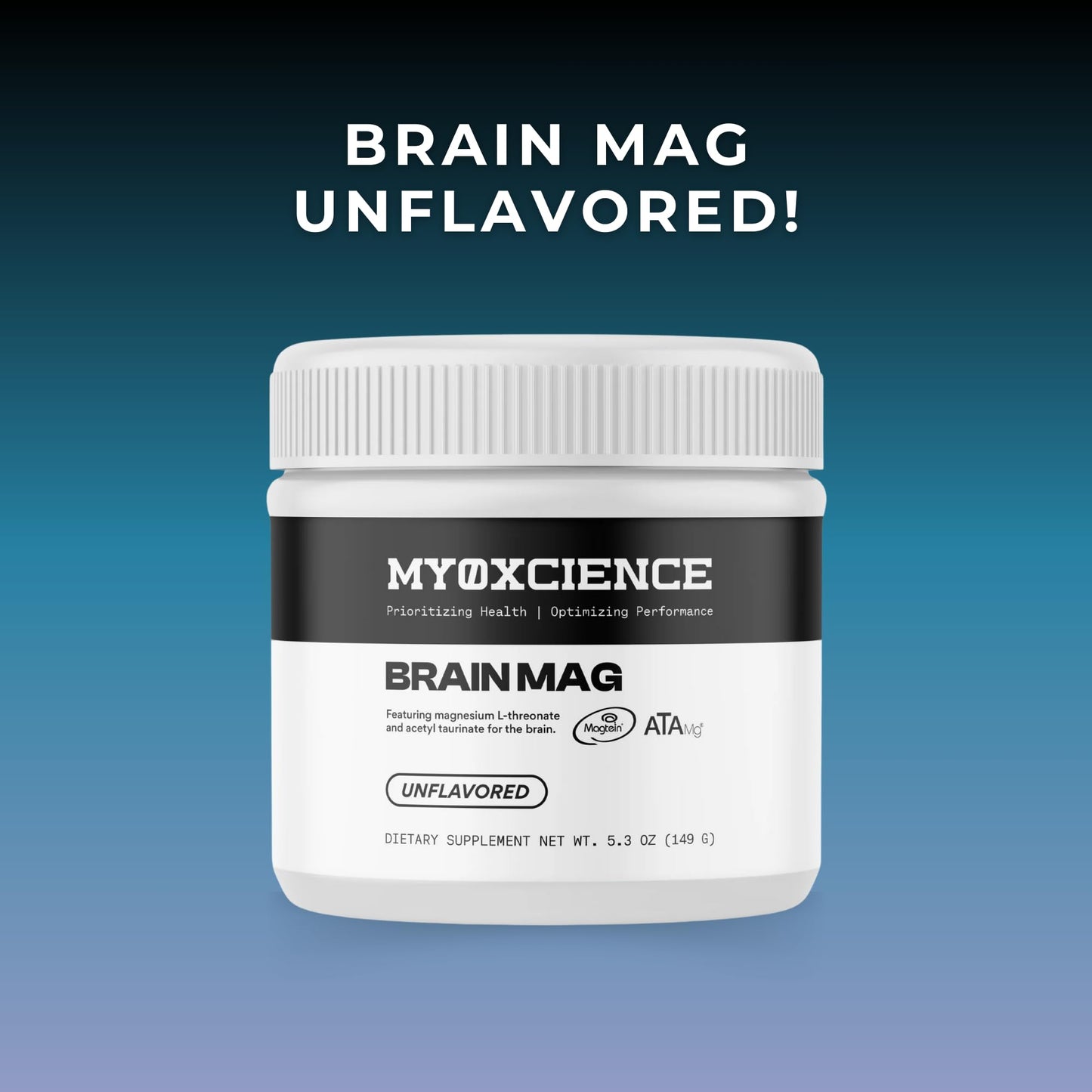 MYOXCIENCE Brain Mag | Magnesium L-Threonate Magtein & Magnesium Glycinate Powder (Unflavored) – 60 Servings