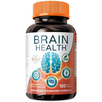 Brain Supplement - 120 Vegan Capsules | Nootropic for Memory, Focus & Cognitive Function - NextGenU