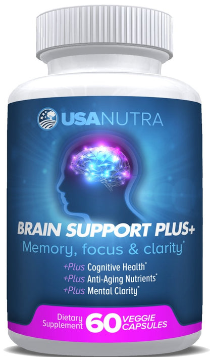 Brain Support Plus – Brain Supplement for Memory, Focus & Clarity | 1000mg, 60 Capsules, Made in USA