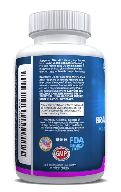 Brain Support Plus – Brain Supplement for Memory, Focus & Clarity | 1000mg, 60 Capsules, Made in USA