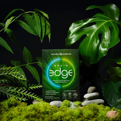 Nature's Sunshine Brain Edge - 24 Stick Packs for Focus & Memory