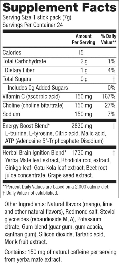 Nature's Sunshine Brain Edge - 24 Stick Packs for Focus & Memory