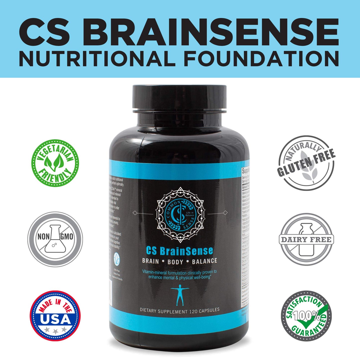 BrainSense Mood Stabilizer & Brain Supplement - 120 Capsules | CommonSenseWW