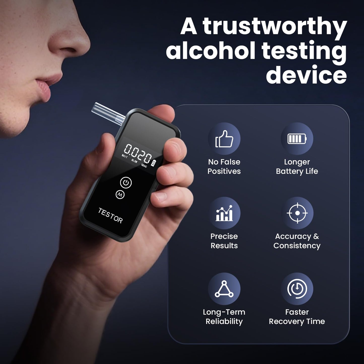 Breathalyzers | Professional Portable Alcohol Breathalyzer with 8 Mouthpieces