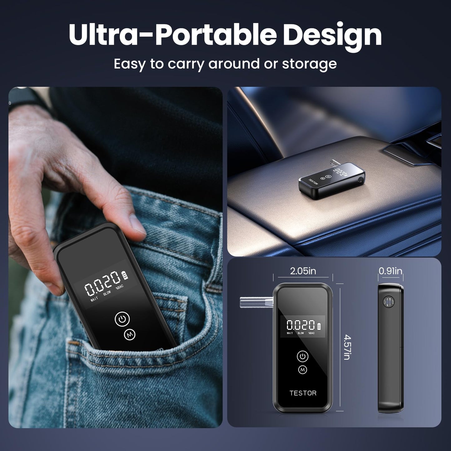 Breathalyzers | Professional Portable Alcohol Breathalyzer with 8 Mouthpieces