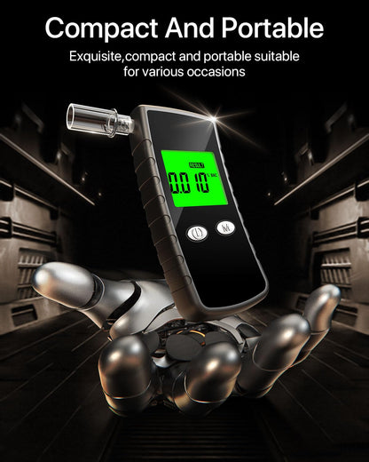 Breathalyzer with LCD Display – Portable Alcohol Tester Includes 10 Mouthpieces