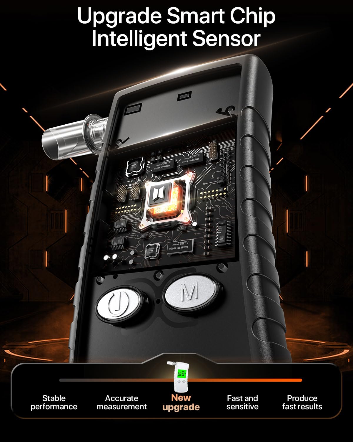 Breathalyzer with LCD Display – Portable Alcohol Tester Includes 10 Mouthpieces
