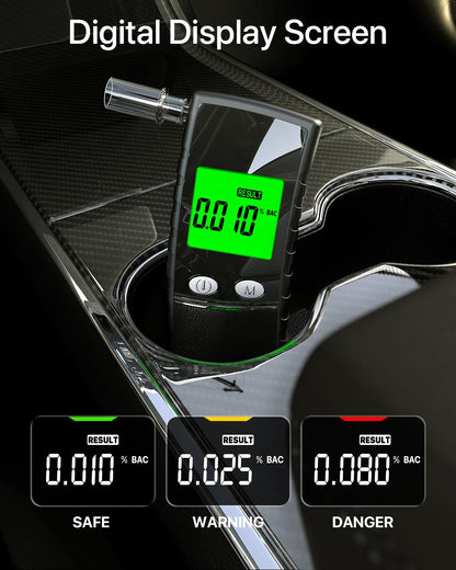 Breathalyzer with LCD Display – Portable Alcohol Tester Includes 10 Mouthpieces