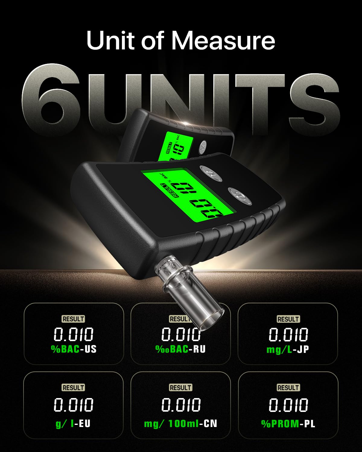 Breathalyzer with LCD Display – Portable Alcohol Tester Includes 10 Mouthpieces