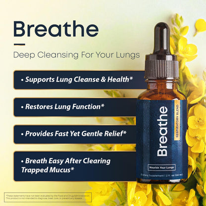 Herbal Tea Therapy Breathe 8-in-1 Mullein Drops – Peppermint, Thyme & Mullein Leaf, 2 oz, USA Made