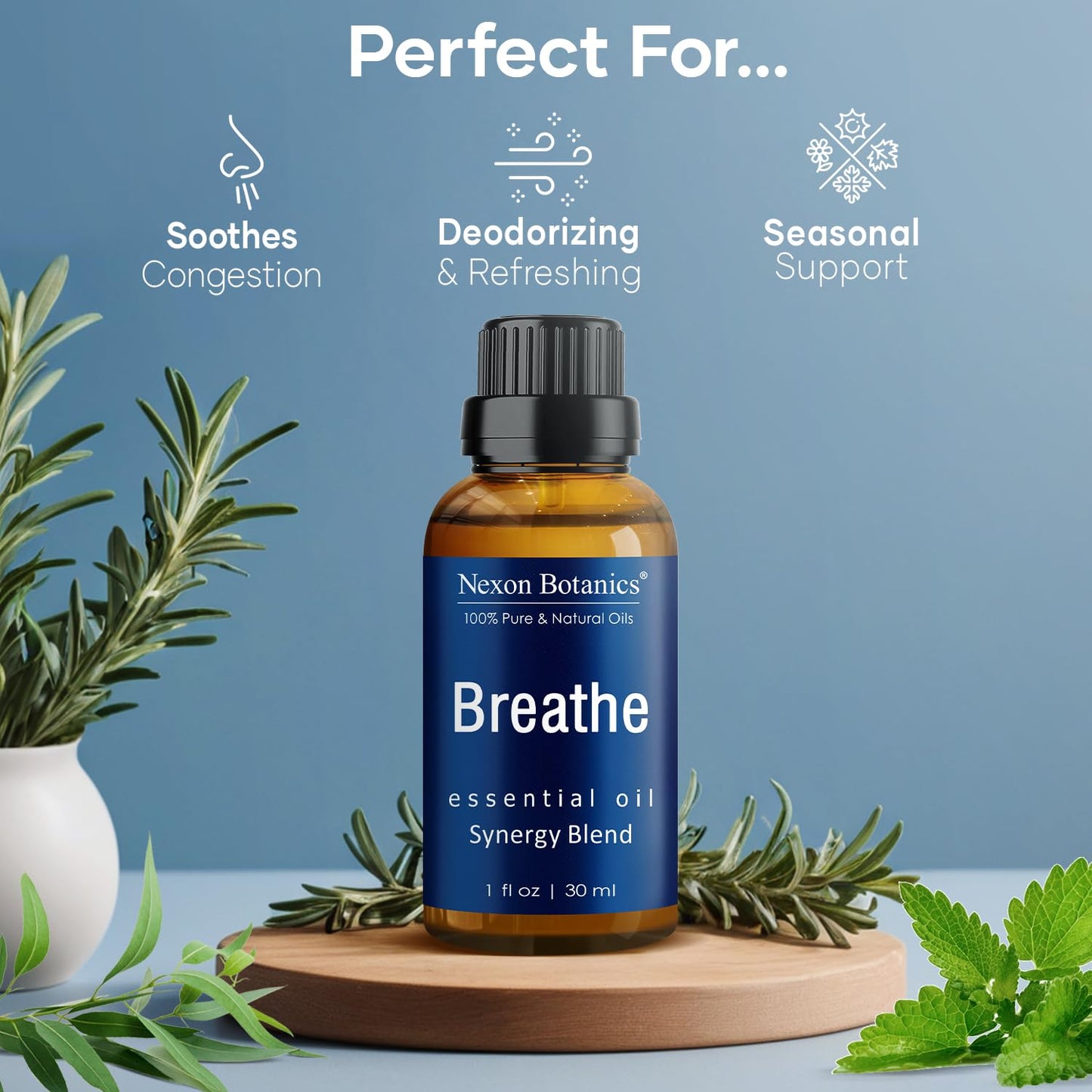 Breathe Essential Oil Blend 30 ml - Sinus Relief | Nexon Botanics