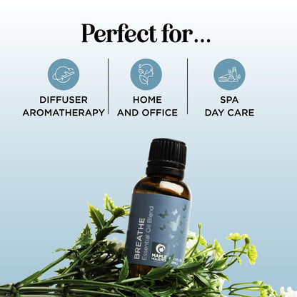 Breathe Essential Oil for Diffuser - Eucalyptus Peppermint Tea Tree Mint Blend | 1 Fl Oz
