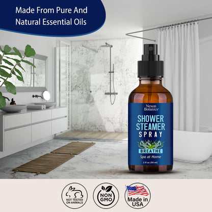 Breathe Shower Steamer Spray 2 oz – Aromatherapy Mist with Rosemary, Peppermint & Eucalyptus | Nexon Botanics