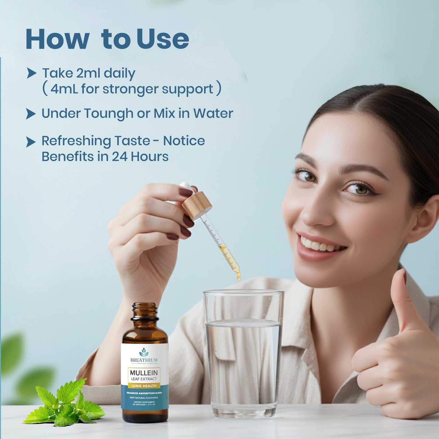 Breathium 4-in-1 Mullein Drops for Lungs & Gut Health – Liposomal Extract