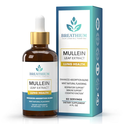 Breathium 4-in-1 Mullein Drops for Lungs & Gut Health – Liposomal Extract