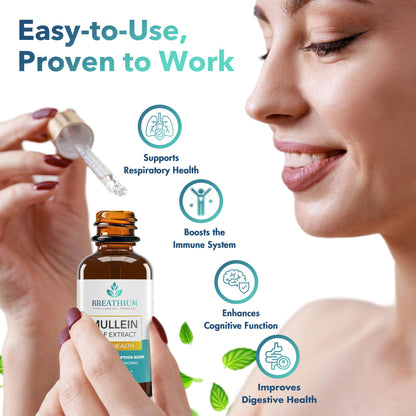 Breathium 4-in-1 Mullein Drops for Lungs & Gut Health – Liposomal Extract