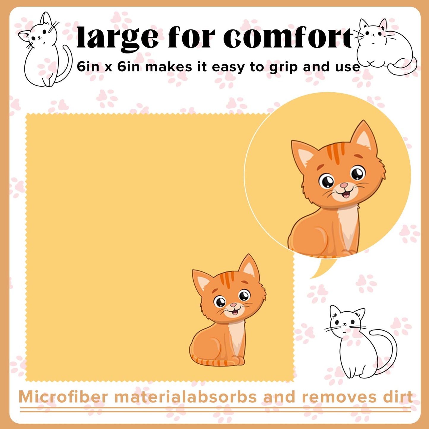 Breling 24 Pack Cat Pattern Microfiber Cleaning Cloths – Glasses & Screen Cleaner (15x15 cm)