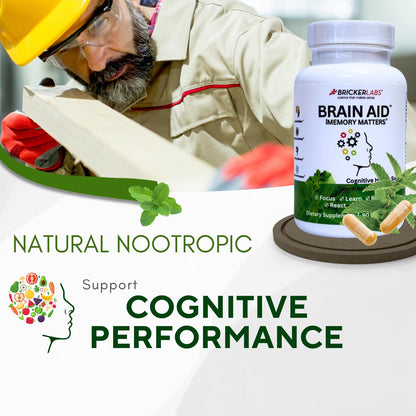 Bricker Labs Brain Aid Memory Matters – Nootropic Brain Supplement with Neumentix Spearmint Extract, 90 Capsules