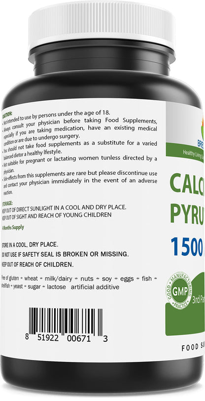 Brieofood Calcium Pyruvate 1500mg per Serving – 240 Vegetarian Capsules (2-Pack)