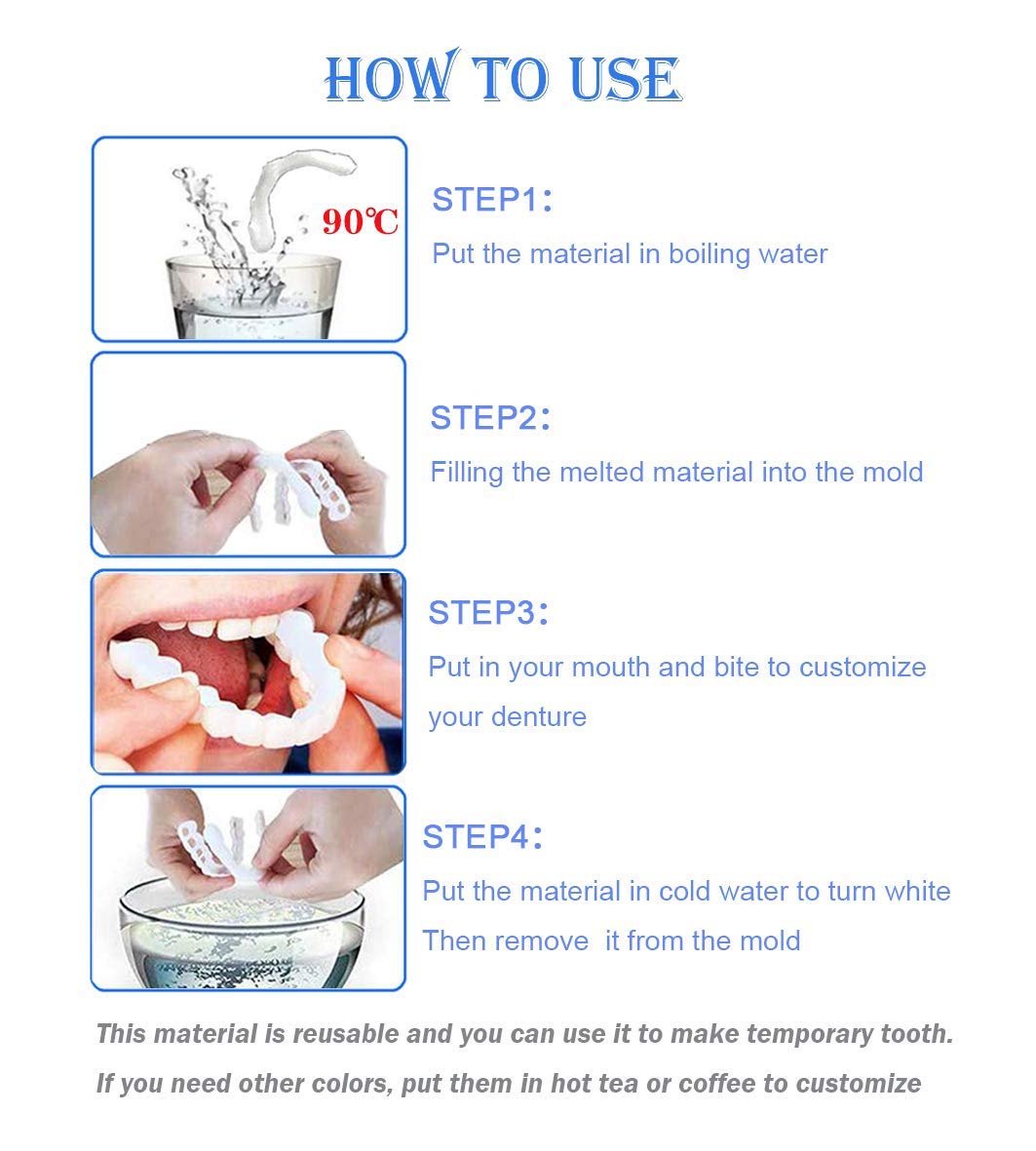 Brige Smile Teeth Denture - Temporary False Teeth to Improve Your Smile