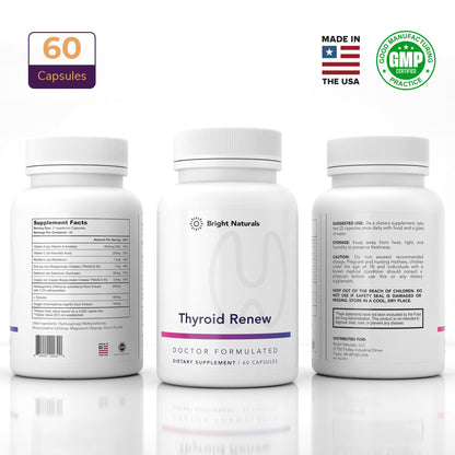 Bright Naturals Thyroid Renew – Women’s Thyroid Support with Zinc, Selenium, Copper, Ashwagandha & L-Tyrosine (60 Capsules)