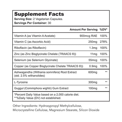 Bright Naturals Thyroid Renew – Women’s Thyroid Support with Zinc, Selenium, Copper, Ashwagandha & L-Tyrosine (60 Capsules)