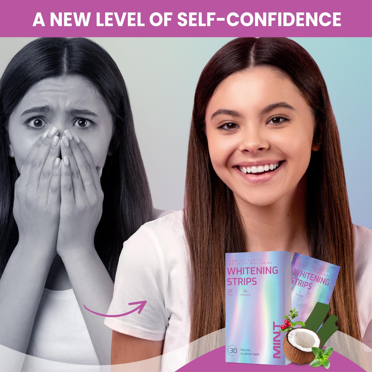 Gentle Teeth Whitening Strips - 28 Stripes | Peroxide-Free Whitening