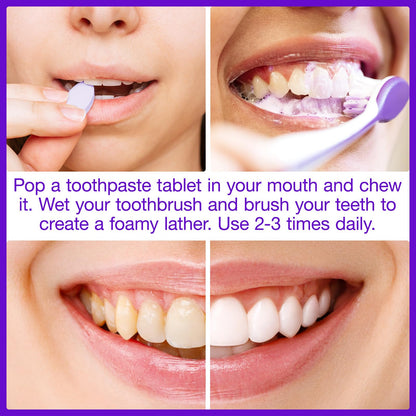 Purple Toothpaste Tablets for Teeth Whitening – Enamel-Safe, Peroxide-Free
