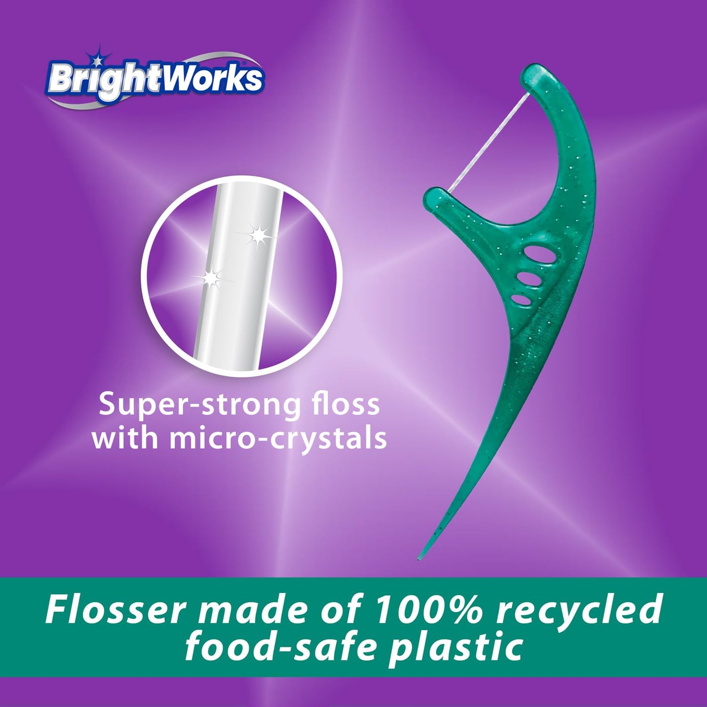 Brightworks ECO Floss Picks – 270 Count, PFAS Free, Mint-Flavored, Made in USA, 100% Post-Consumer Recycled Plastic