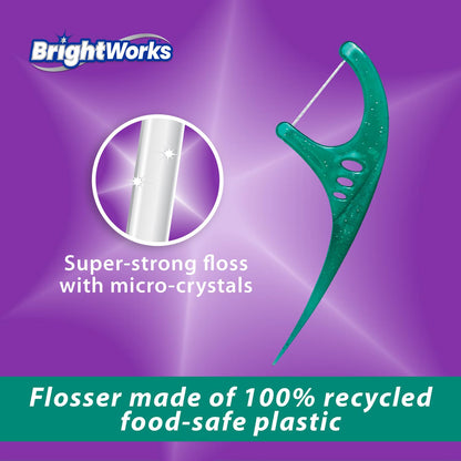 Brightworks ECO Floss Picks – 270 Count, PFAS Free, Mint-Flavored, Made in USA, 100% Post-Consumer Recycled Plastic