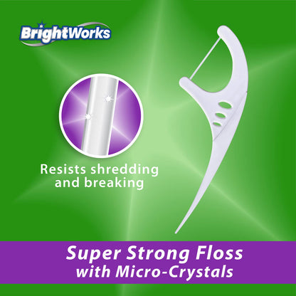 BrightWorks Mint Whitening Dental Flossers – 225 Pieces, 3-Pack