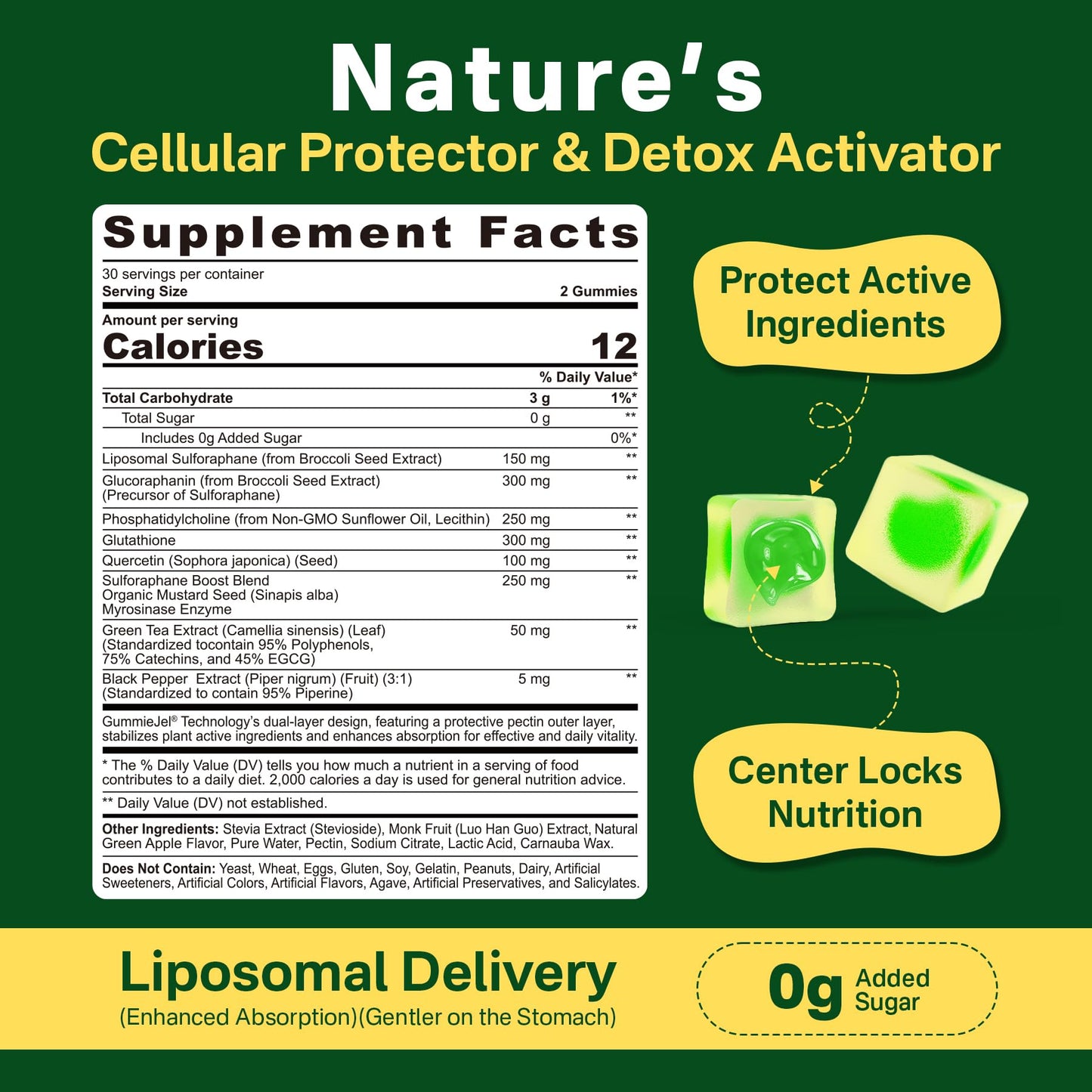 Liposomal Sulforaphane Gummies 150mg | Broccoli Seed Extract, Myrosinase & Quercetin (120 Ct)