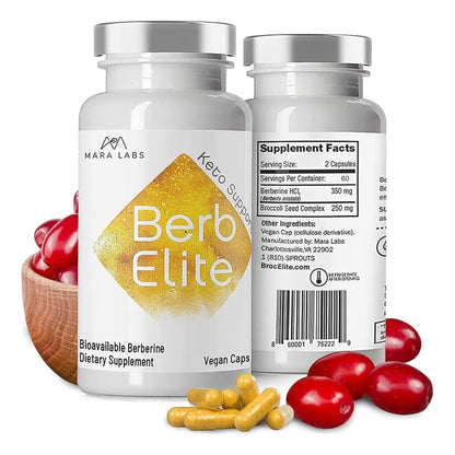 BrocElite Mara Labs BerbElite: 350mg Berberine HCL + Broccoli Seed Complex | 120 Vegan Capsules