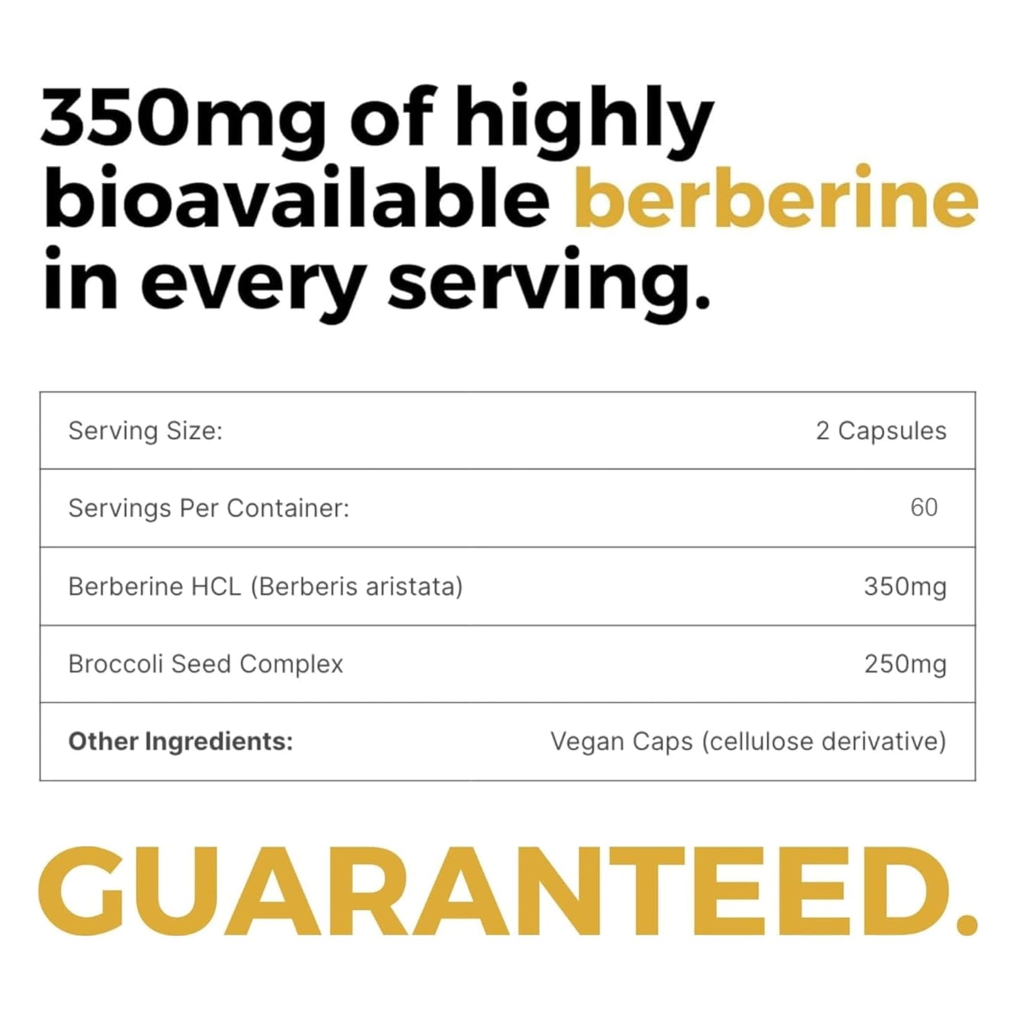 BrocElite Mara Labs BerbElite: 350mg Berberine HCL + Broccoli Seed Complex | 120 Vegan Capsules