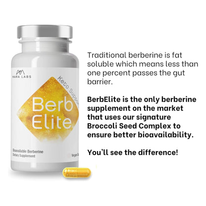 BrocElite Mara Labs BerbElite: 350mg Berberine HCL + Broccoli Seed Complex | 120 Vegan Capsules