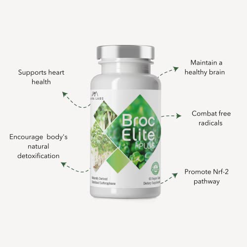 BrocElite Plus by Mara Labs – Stabilized Sulforaphane Broccoli Supplement, Glyphosate-Free, 60 Veg Capsules