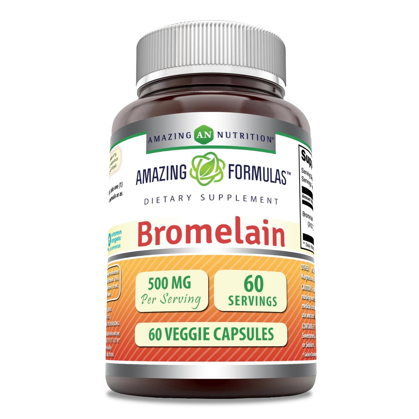 Amazing Formulas Bromelain 500mg 2400 GDU, 60 Veggie Capsules | Non-GMO | Gluten Free | Made in USA | Ideal for Vegetarians