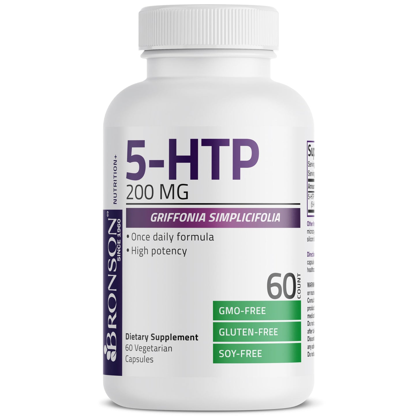 Bronson 5-HTP 200mg (Griffonia Simplicifolia) Non-GMO – 60 Vegetarian Capsules