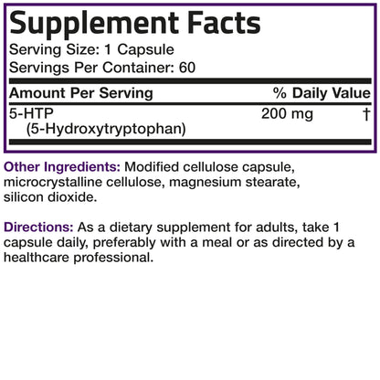Bronson 5-HTP 200mg (Griffonia Simplicifolia) Non-GMO – 60 Vegetarian Capsules