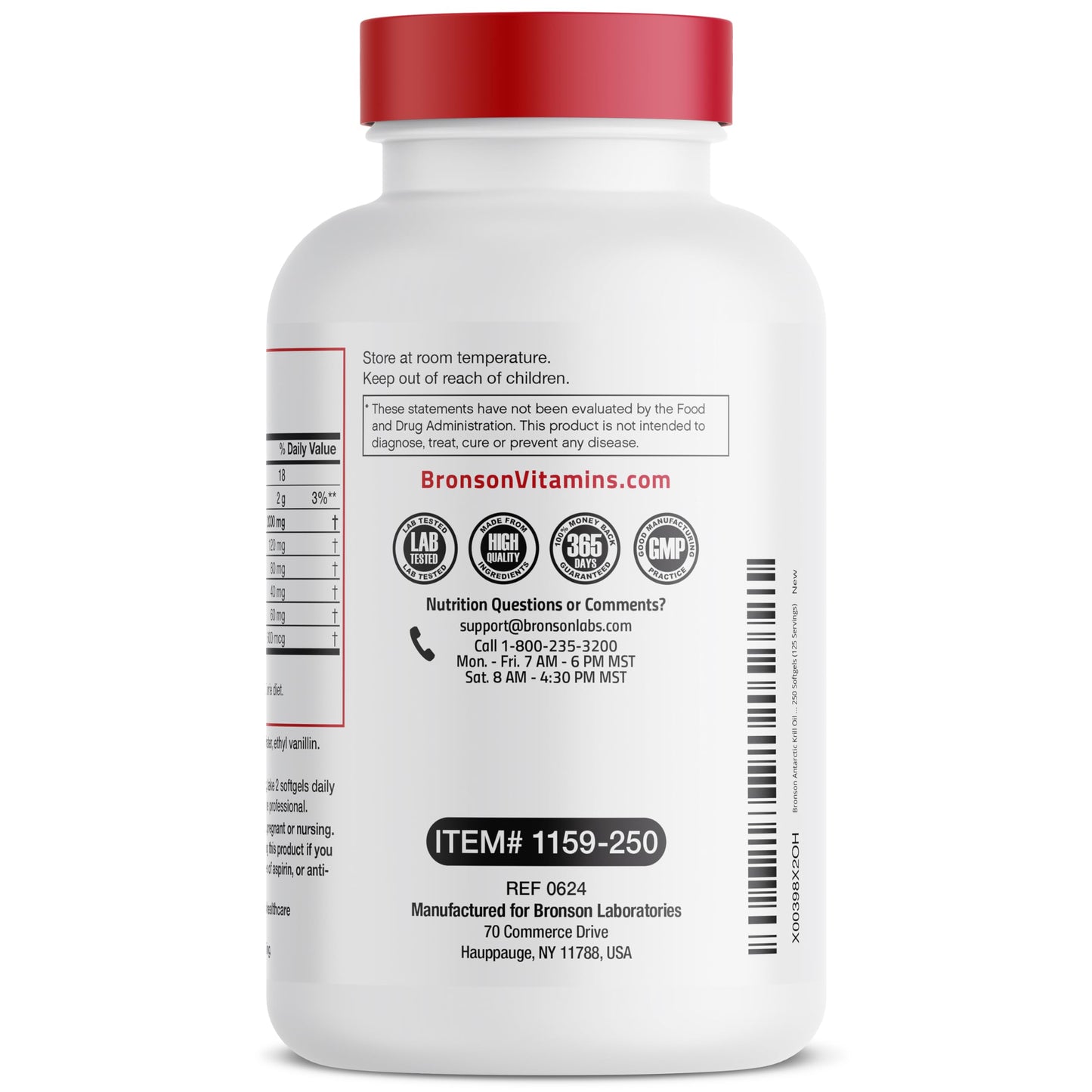Bronson Antarctic Krill Oil 2000 mg with Omega-3s EPA, DHA, Astaxanthin and Phospholipids - 250 Softgels (125 Servings)