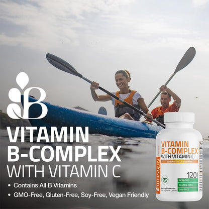 Bronson Vitamin B Complex with Vitamin C - Immune Health, Energy Support & Nervous System Support - Non-GMO, 250 Vegetarian Capsules