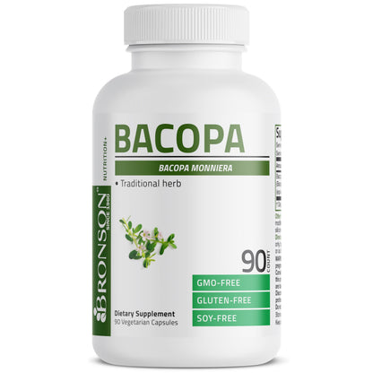 Bronson Bacopa Supports Brain Function & Mental Performance – Non-GMO, 90 Veg Capsules