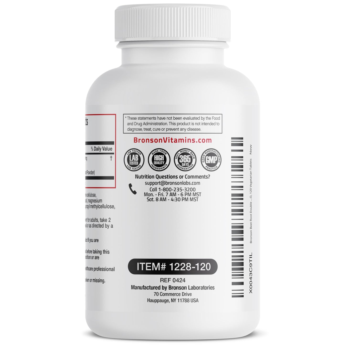 Bronson Beet Root Double Strength - Non-GMO, 120 Vegetarian Tablets
