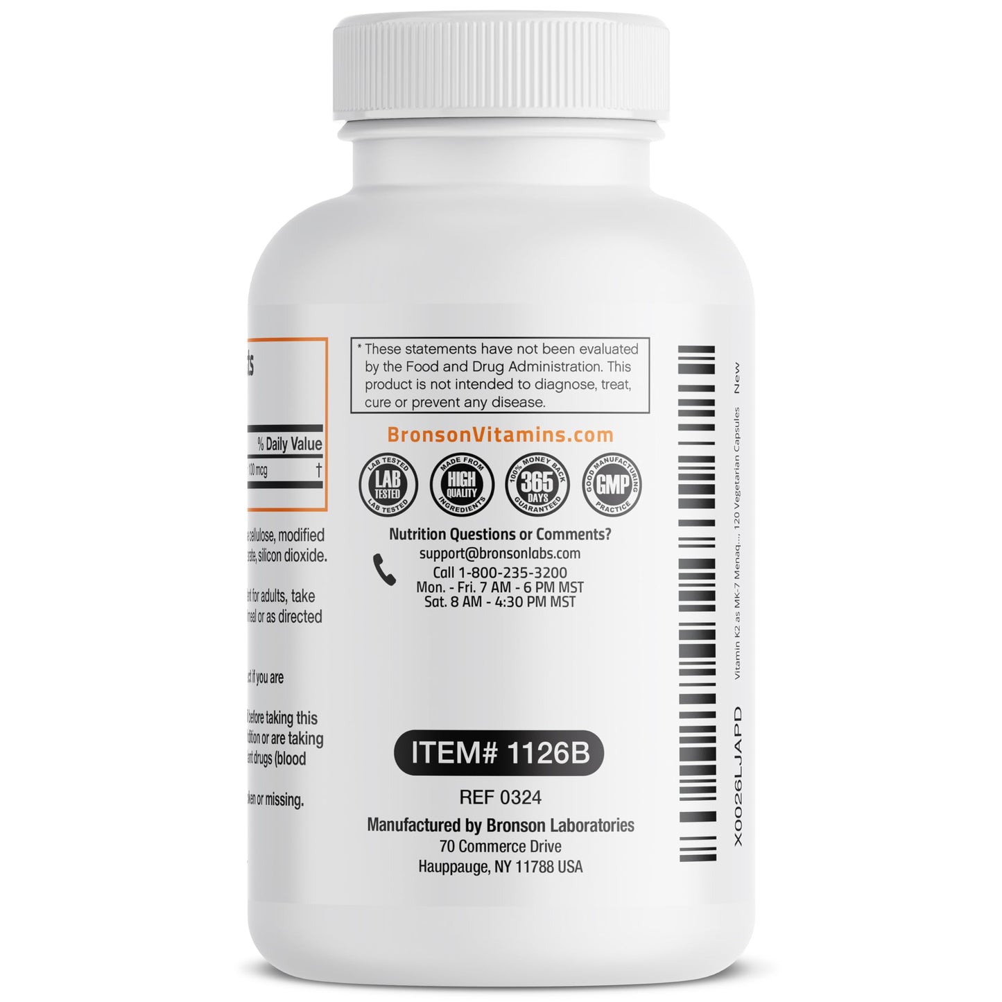 Bronson Vitamin K2 MK-7 Menaquinone 100 mcg – Non-GMO, 120 Capsules